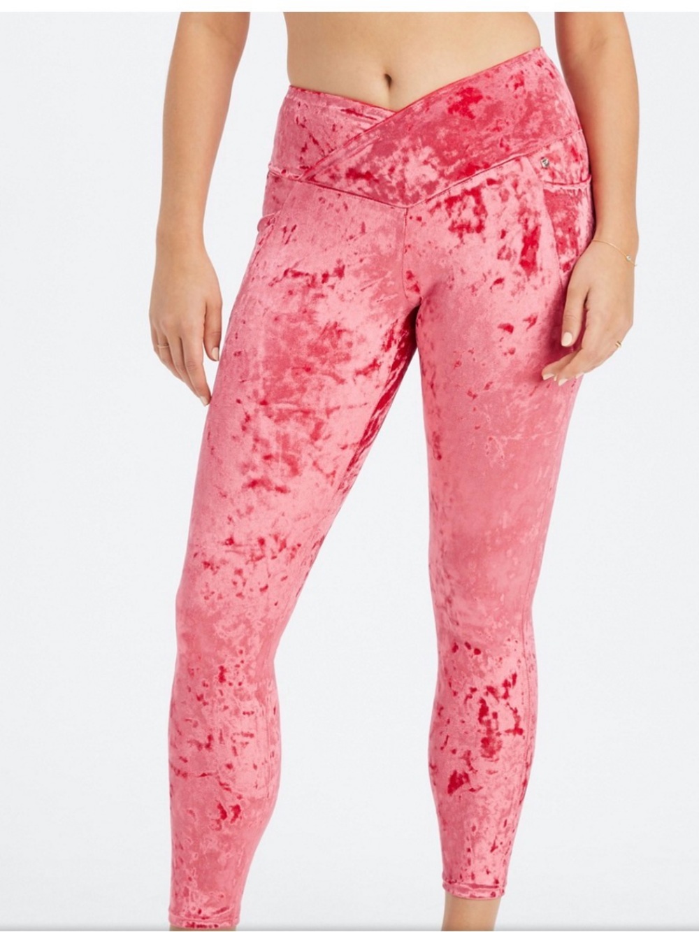 Fabletics High-Waisted Crushed Velour Crossover Legging Champagne Gold Medium